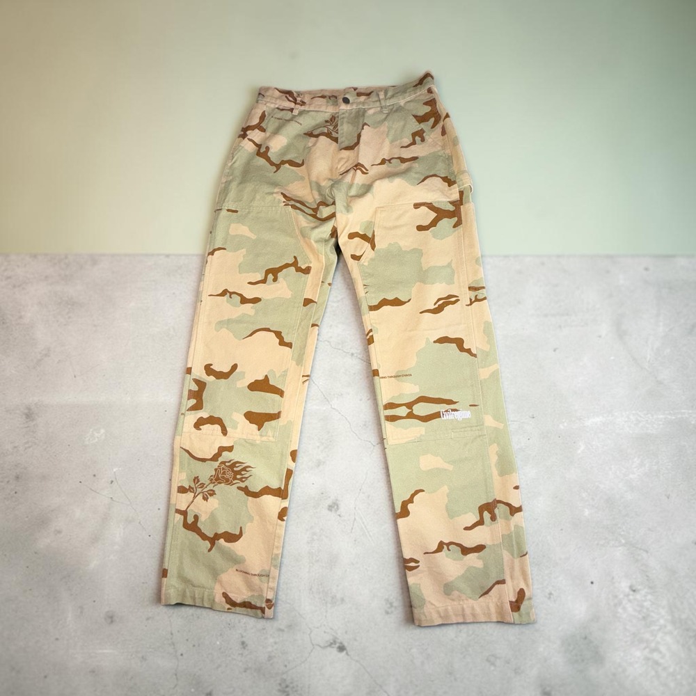 Civil Regime Blooming Through Chaos Camo Cargo Pants Desert Rose Canvas 30
